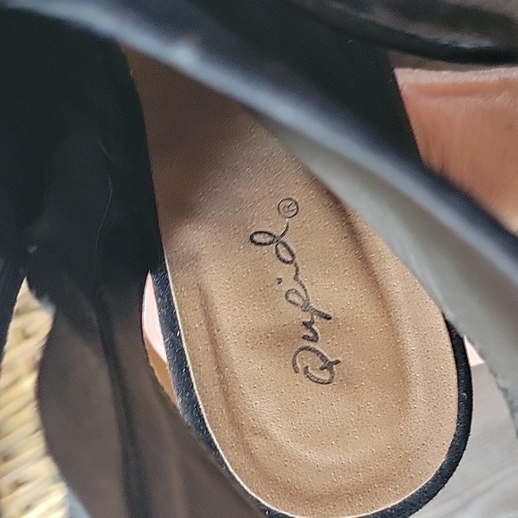 Qupid Black Zip/Lace Up Peep Toe Booties 9 - Picture 7 of 8